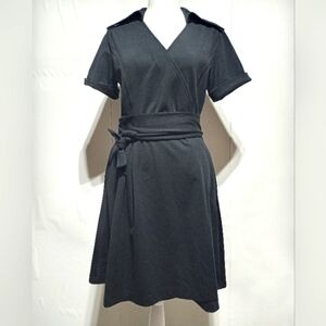 Banana Republic Short Sleeve Collared Black Wrap Dress Size Medium
